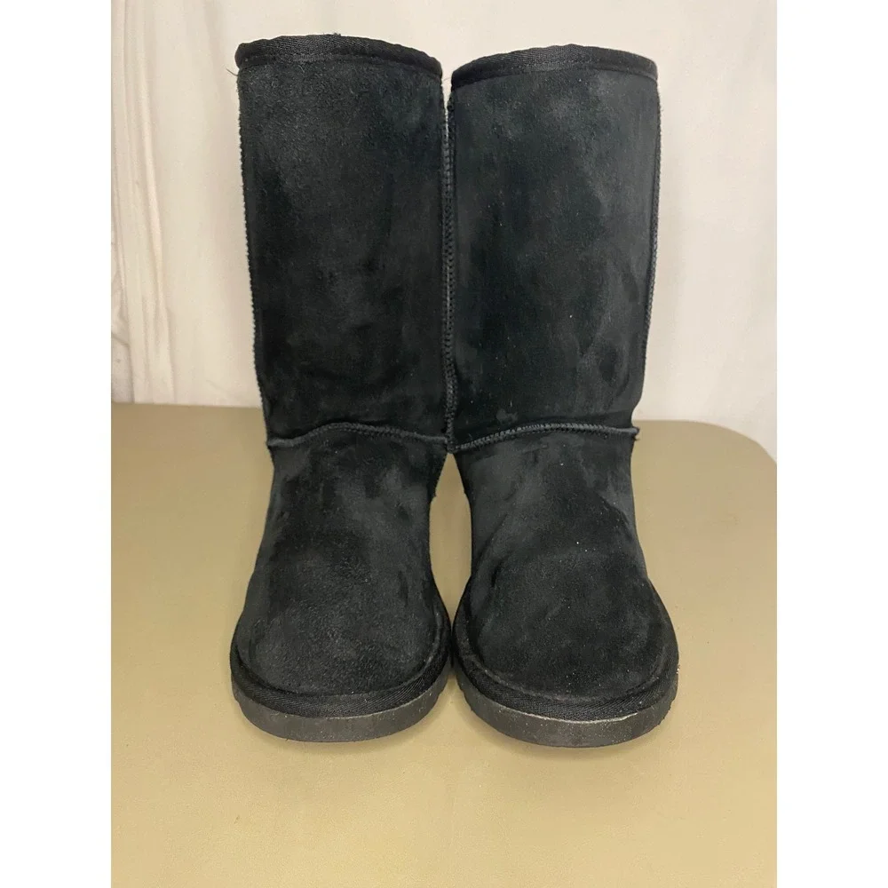 UGG Australia Classic Mid Black Suede Shearling Boots Womens 8 5815